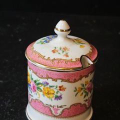Crown Staffordshire "Lyric Tunis" Pink Mustard  Pot