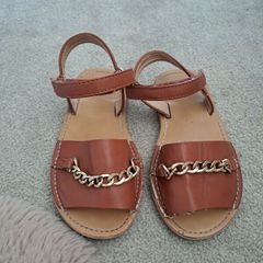 Girls gold Chain Brown Sandals eu28