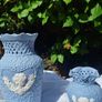 Pair of Blue Cameo Wedgewood Style vases Image 5