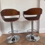 KARE Design Monaco Bar Stools, Pair, Walnut & Chrome, Adjustable Image 6