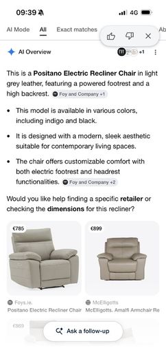 Two Leather electric reclining Chairs