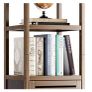 Bathroom Storage Cabinet Bamboo, Tall Narrow Space Saver Organizer Floor Standing for Kitchen, 4 Open Shelves and 1 Cupboard with Door, Walnut Image 3