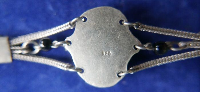Vintage Sterling Silver 925 Onyx Bracelet Length 7.5" - 13,8g