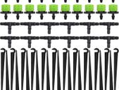150PCS Automatic Drip Irrigation Kit Plant Watering System Adjustable Micro Flow Drip Irrigation Dripper Sprinklers, Tee Pipes, Hose Support Stakes for Gardens, Lawns, Greenhouses(Green)
