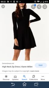 Karen Millen High Neck Zip Black Jersey Dress