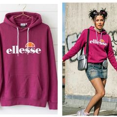 vintage Y2K ellesse burgundy hoodie funky bold comfy athleisure