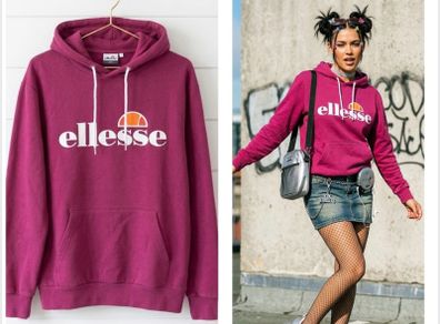 vintage Y2K ellesse burgundy hoodie funky bold comfy athleisure