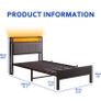 3ft Single Bed Frame with Storage Headboard,LED Lights,Metal Upholstered Platform Bed Frame with Charging Image 9