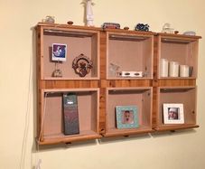 LED wall shelving unit - recycled and hand build