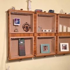 LED wall shelving unit - recycled and hand build