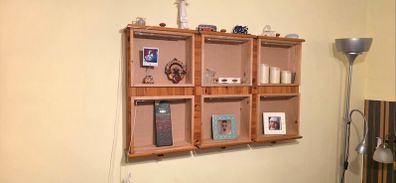 LED wall shelving unit - recycled and hand build