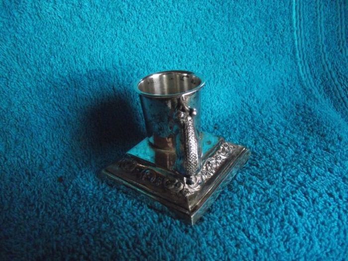 Antique Silver Plate Table Vesta With Pig Striker - Early 1900's