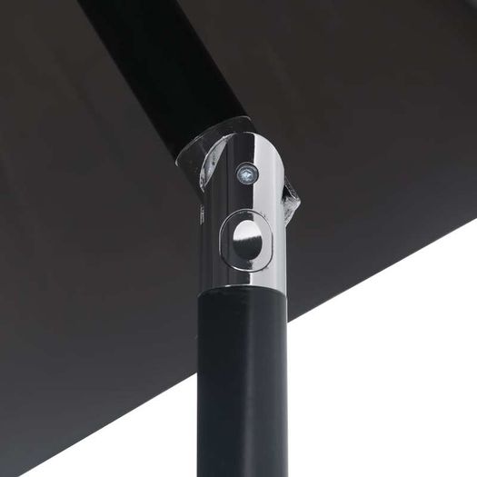 Outdoor Parasol with LED Lights and Steel Pole 300 cm Black