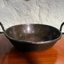 Large heavy antique copper dish with ring handles. Image 5