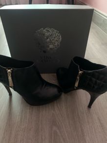 Vince Camuto black leather high heel boots