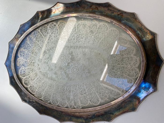 Antique dressing table doily with handmade lace