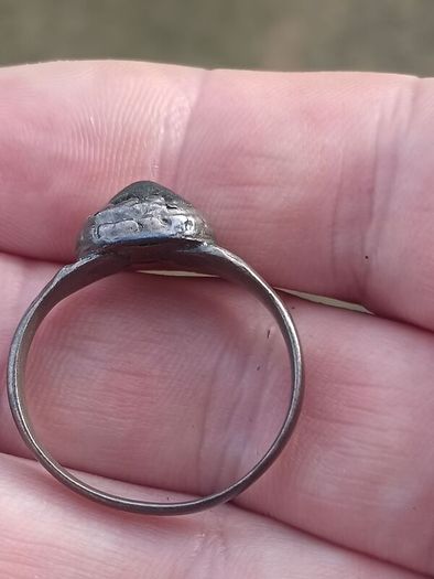Medieval Nomad Green Garnet Bronze Ring 9th-13th AD