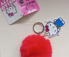 Hello Kitty pom pom keyring
