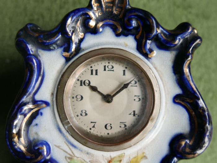 Antique French Mantel Clock, Hand Painted Porcelain Clock (works well)