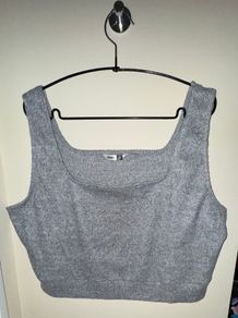 Pep&Co Grey Ribbed Cropped Tank Top