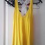 Yellow tank top with white lace fits xs s m barely worn Image 3