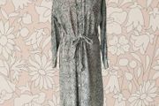 People Tree snakeskin print shirt dress midi summer workwear ethically made in India retro vintage white green