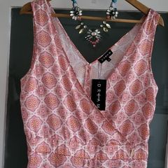 DREAM Italian printed satin sheen jumpsuit Sz 48 (Fit 12-14UK) - bnwt Rrp 59.95