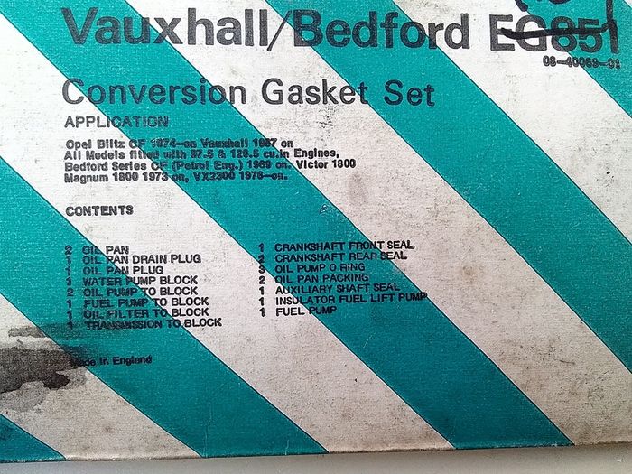 Vauxhall / Bedford Gasket Set.