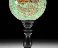 Smithsonite Sphere - Natural Stone, Wooden Stand