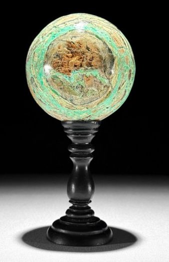 Smithsonite Sphere - Natural Stone, Wooden Stand