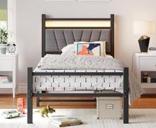 Bed Frame with Charging LED Lights
