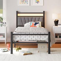 Bed Frame with Charging LED Lights