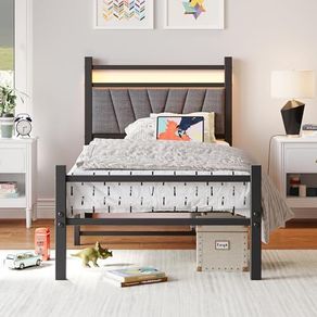 Bed Frame with Charging LED Lights