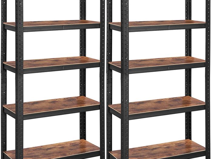 _5 Tier Set of 2 Storage Rack Units Holds 650 kg (130 kg per shelf) Adjustable Shelves Industrial Style Living Room Kitchen