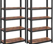 _5 Tier Set of 2 Storage Rack Units Holds 650 kg (130 kg per shelf) Adjustable Shelves Industrial Style Living Room Kitchen