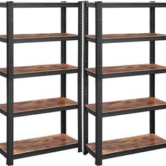 _5 Tier Set of 2 Storage Rack Units Holds 650 kg (130 kg per shelf) Adjustable Shelves Industrial Style Living Room Kitchen