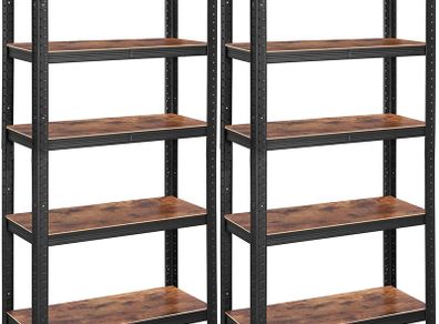 _5 Tier Set of 2 Storage Rack Units Holds 650 kg (130 kg per shelf) Adjustable Shelves Industrial Style Living Room Kitchen