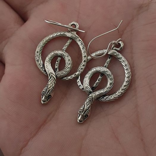 Vintage Snake Brass Earrings Long Dangle Statement Jewelry for Boho & Tribal Style