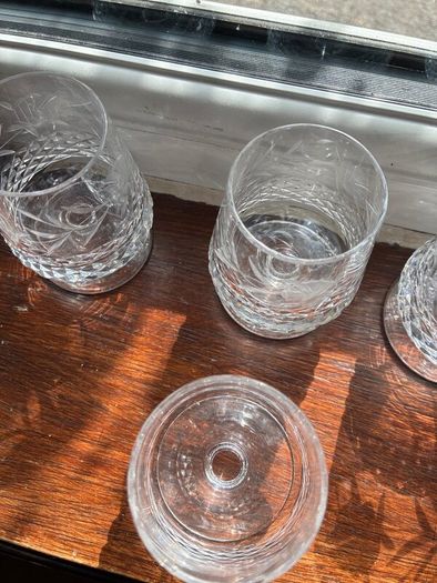 Set of 4 Vintage Cut Crystal Brandy Glasses