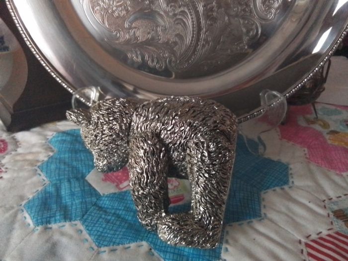 Silver Teddy Bear Ornament
