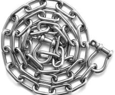 Boat Anchor Chain, 1/4" x 4', 1700 lbs. WLL/4800 lbs. BS, 316 Stainless Steel Marine Grade Anchor Lead Chain with Dual Lock Ring Shackles for Boats