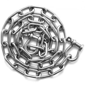 Boat Anchor Chain, 1/4" x 4', 1700 lbs. WLL/4800 lbs. BS, 316 Stainless Steel Marine Grade Anchor Lead Chain with Dual Lock Ring Shackles for Boats