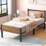 Single Bed Frames with Wood Headboard Image 8