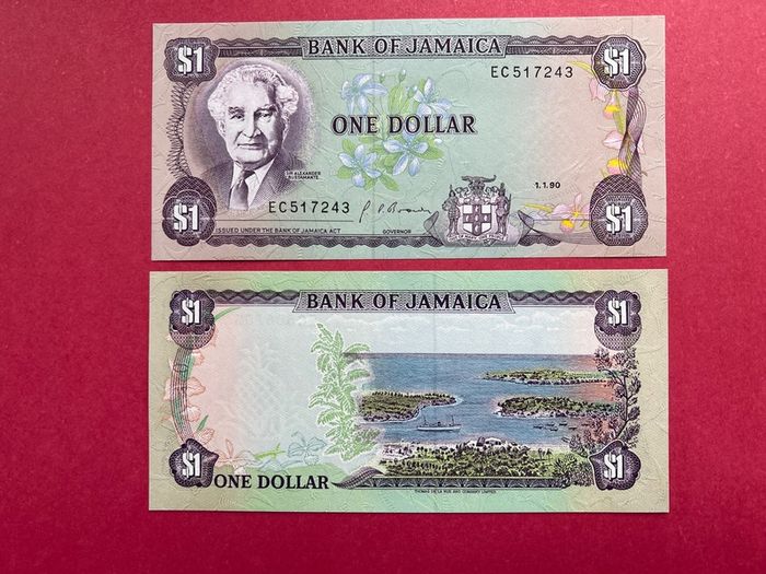 Jamaica. 1 Dollar  1990. Pick  68.  ( Uncirculated )