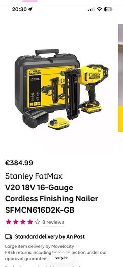Stanley FatMax V20 18V 16-Gauge Cordless Finishing Nailer