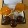 Vintage .6rk gold plated Russian Baltic Amber brooch Image 6