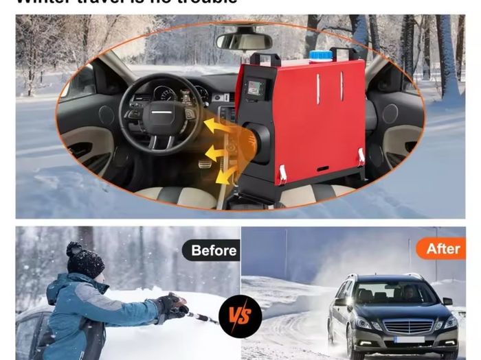 8KW Diesel Heater 12V , LCD, Auto Start-Stop, 1.5m Cord, High Altitude Mode for RV Camping Tent