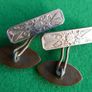 Antique Cufflinks engraved design, antique. Oval fronts  gilt,  c1900. Image 5