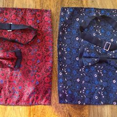 Set of Red and Blue Dickie Bows and Pocket Squares