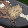 Vintage Indian Hard Wood & Bone Wall Plaque 11" X 6" Image 3